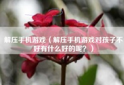 解压手机游戏（解压手机游戏对孩子不好有什么好的呢？）